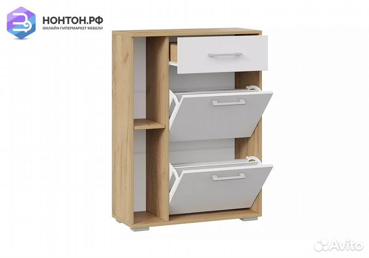 Тумба для обуви Ханна дуб крафт золотой / белый яс