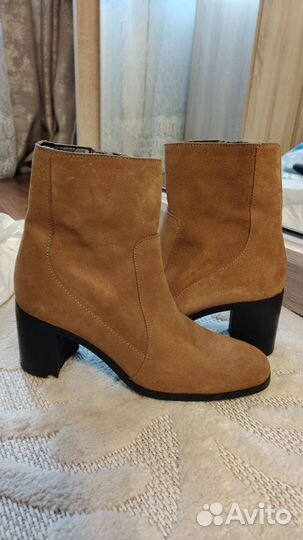 Ботильоны zara 38 натуральная замша