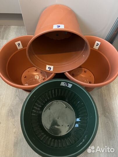 Цветочные горшки, пластик+керамика