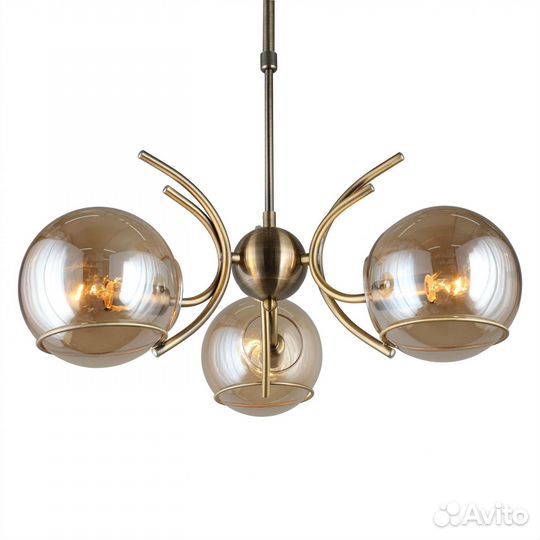 Люстра металл и стекло в спальню модерн