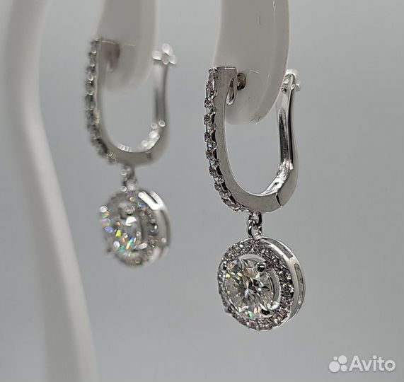 Серьги с бриллиантами (муассанитами) 2ct