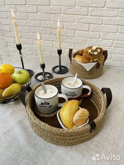 Поднос из джута/ корзина из джута