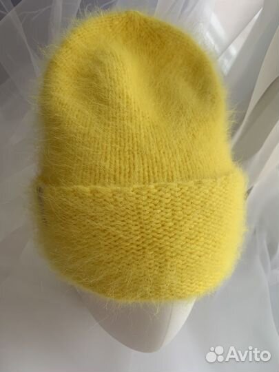 Шапка из пуха норки бини с отворотом