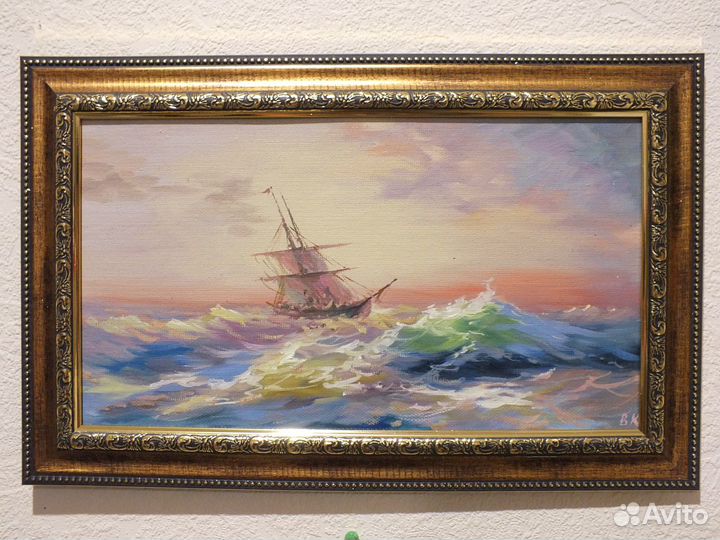 Картины маслом Крым Море 19х34 см Корзун В.С