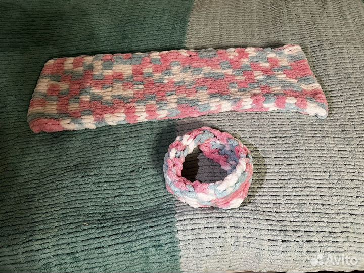 Шарф снуд женский + повязка на голову