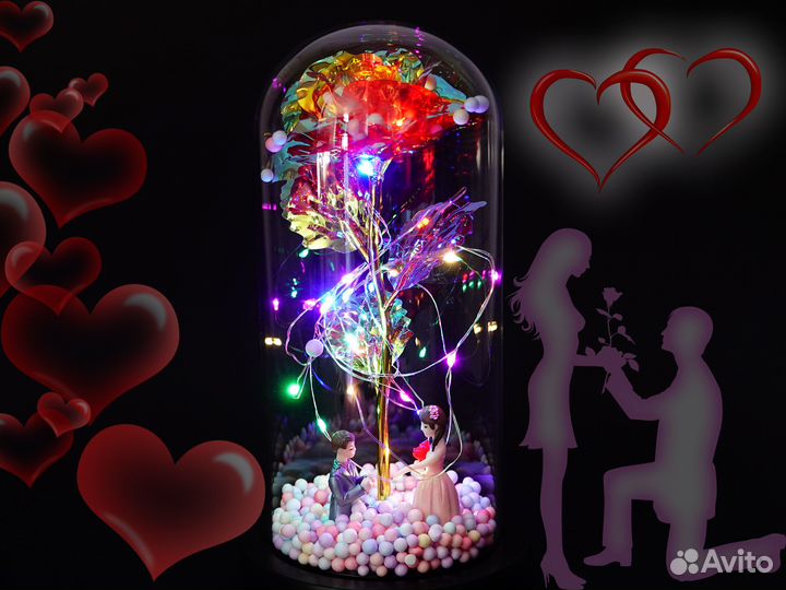 Ночник Роза подарок для влюблённых светильник