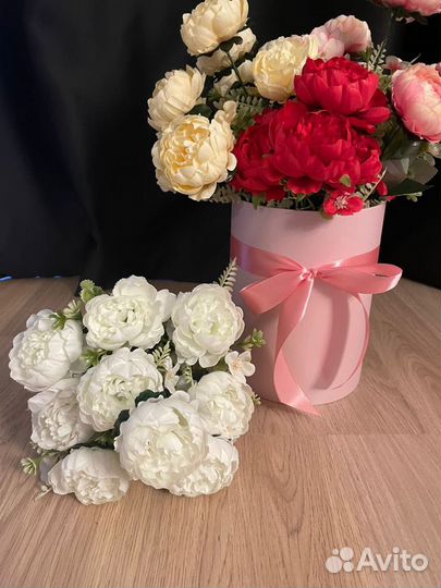 Букет цветы искусственные розы пионы сакура