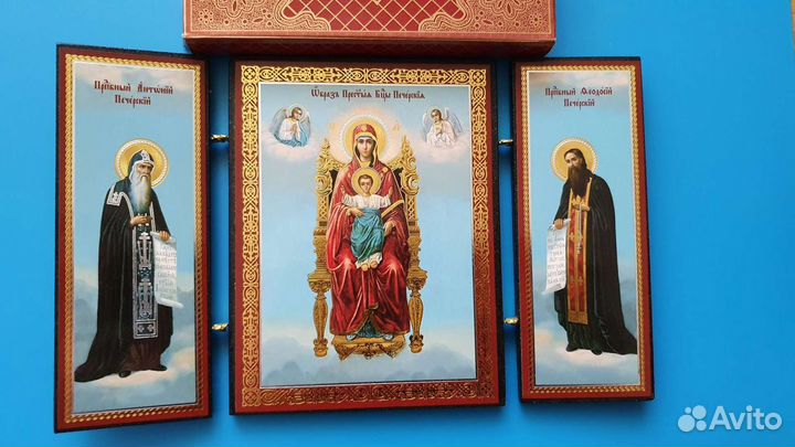 Печерская Богоматерь деревянный складень