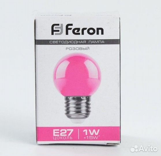 Лампочка 1Вт LED цвет розовый E27