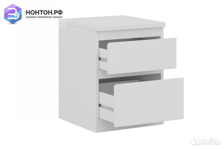 Тумба прикроватная Кастор 2 ящика белая