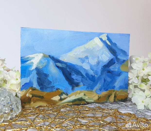 Горный пейзаж. Картина маслом на холсте