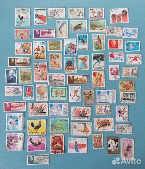 Почтовые марки СССР, 63 штуки 1969 - 1990 гг