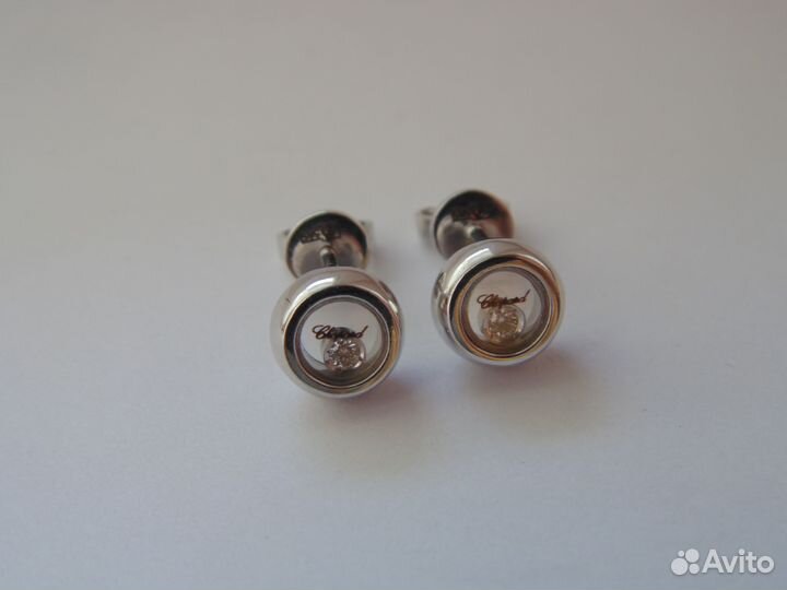 Новые золотые серьги-пуссеты Chopard 585 пробы