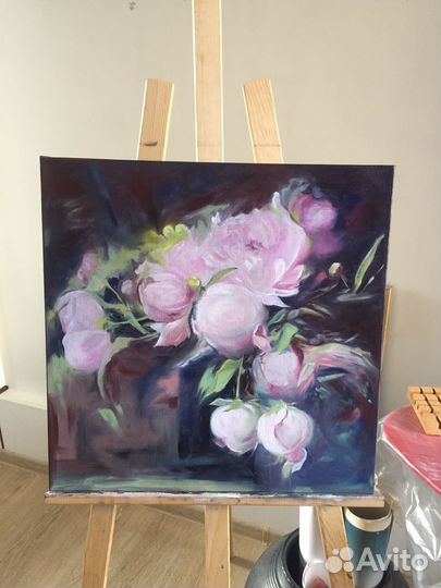 Картина Пионы маслом 50*50 см