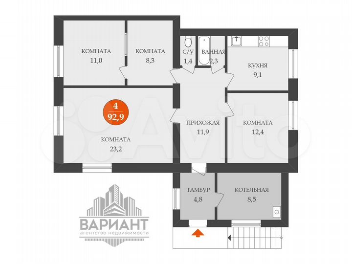 Дом 92,9 м² на участке 2,5 сот.