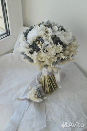 Букет невесты серый сухоцветы
