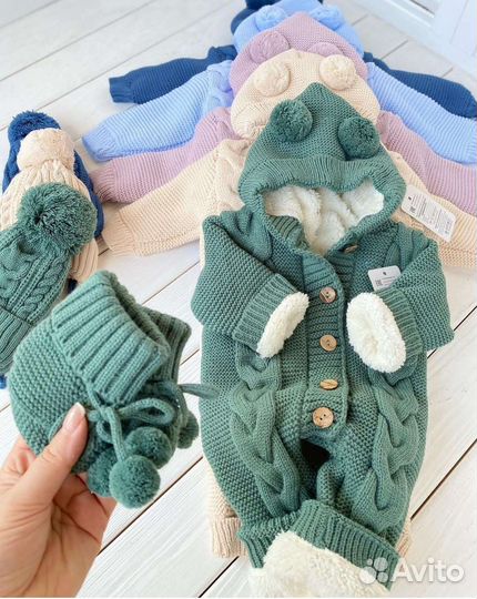 Вязаные теплые комплекты на выписку