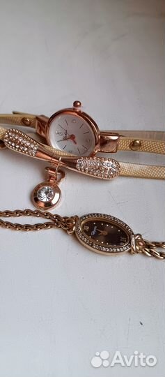 Позолоченные женские наручные часы(кварц)