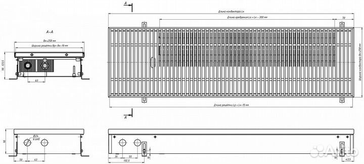 Внутрипольный конвектор с естественной конвекцией
