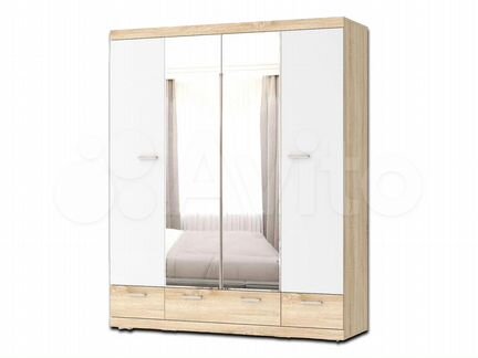 Шкаф распашной 180 см 4-х створчатый с зеркалом