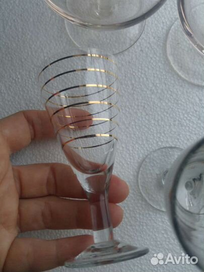 Фужеры рюмки СССР с золотым рисунком