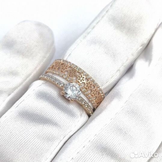 Золотое кольцо с камнем 17,5р