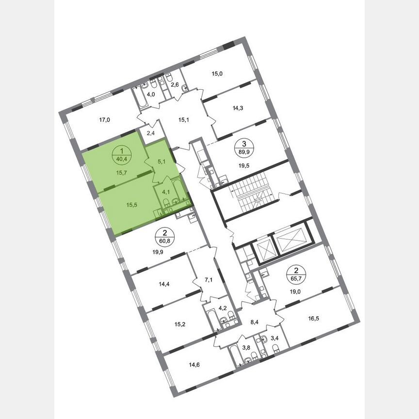 1-к. квартира, 40,4 м², 14/17 эт.