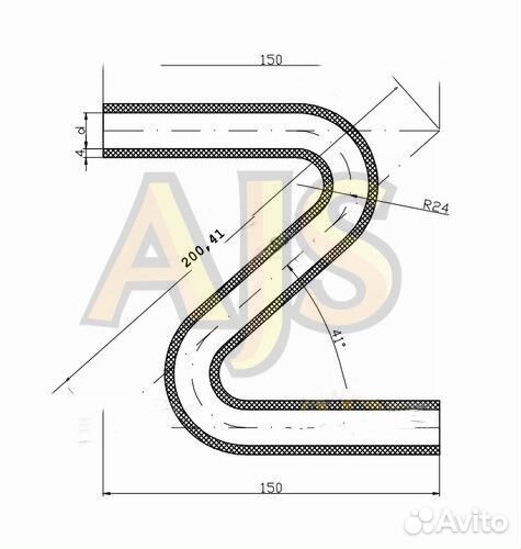 Патрубок водостойкий универсальный Z-образный 12мм черный