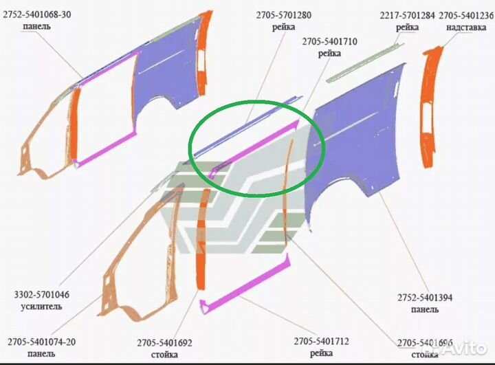 Рейка проема сдвижной двери (верхняя) на Газель