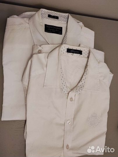 2 белых рубашки для мальчика 160 см