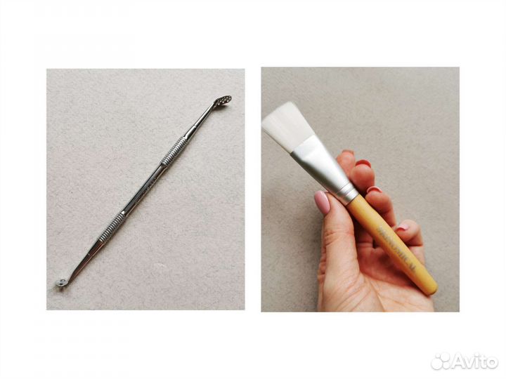 Набор для ухода за кожей: кисть и ложечка