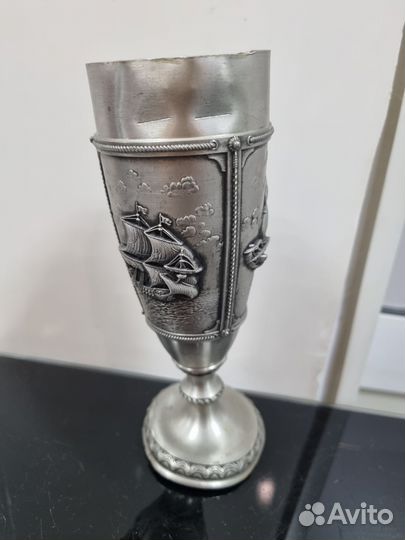 Бокал для пива, олово. 17 см. С дефектами