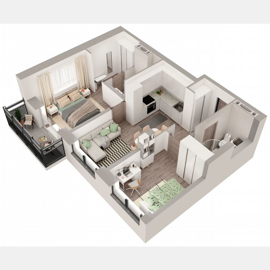2-к. квартира, 51,2 м², 20/23 эт.