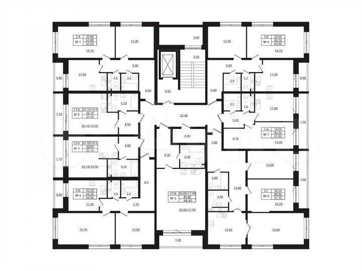 2-к. квартира, 62,6 м², 7/9 эт.