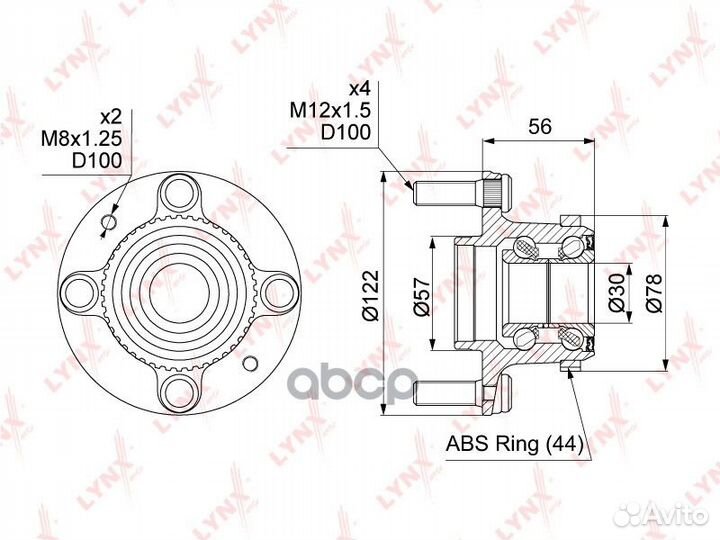 Ступица колеса зад прав/лев WH1213 lynxauto
