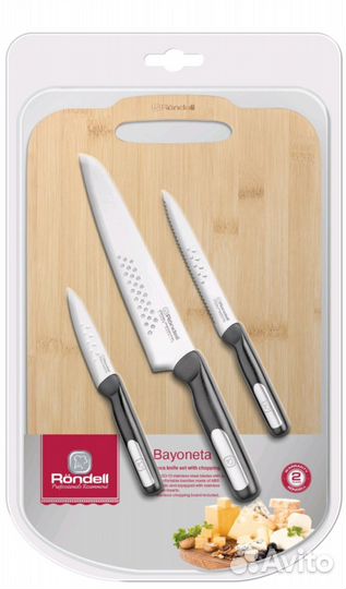 Набор Rondell Bayoneta 3 кух.ножа +доска новые