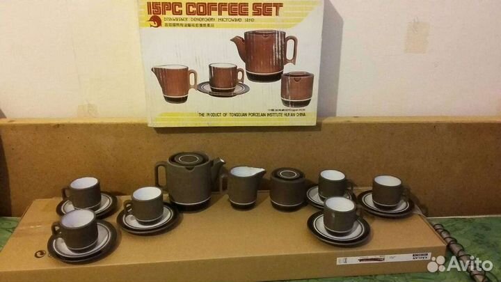 Глиняный чайно-кофейный сервиз новый
