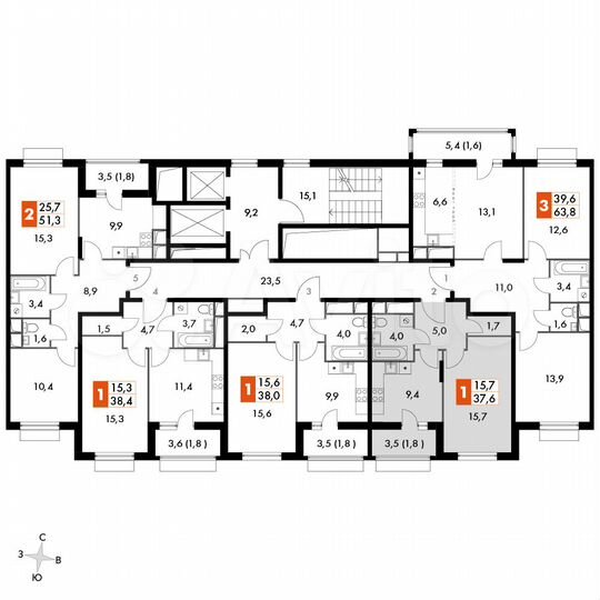 1-к. квартира, 37,6 м², 6/16 эт.