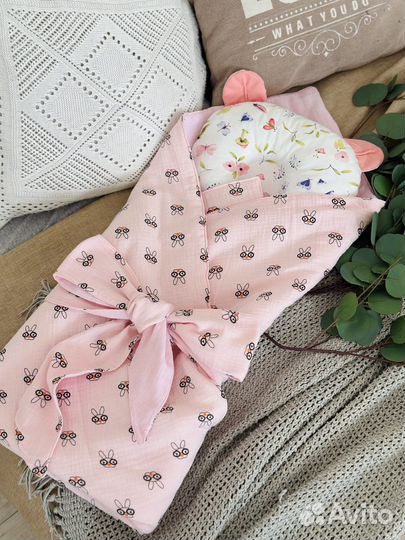 Муслиновый конверт для девочки