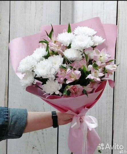 Букет из Хризантем и альстромерий Доставка