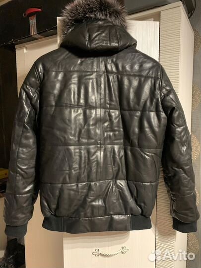 Мужская куртка кожаная зимняя утепленная