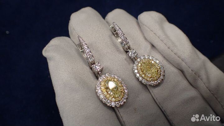Золотые серьги с бриллиантами 3.35 карат