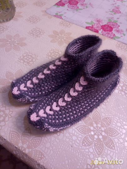 Вязанные носки-тапочки на заказ