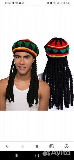 Шапка растамана с дредами