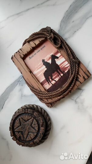 Винтажная рамка в ковбойском стиле + подсвечник