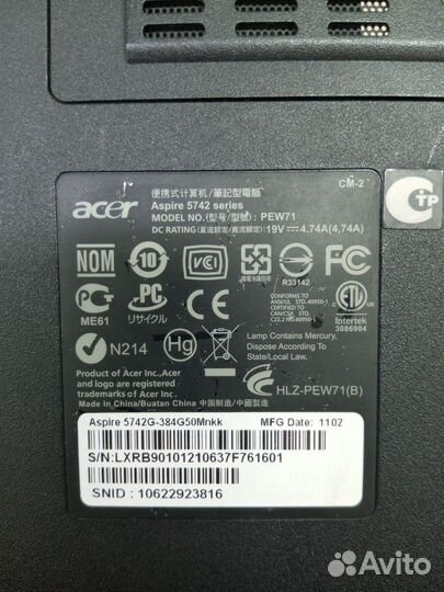 Ноутбук Acer Aspire 5742G (разбор)