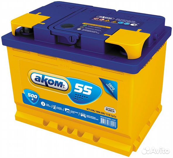 Аккумулятор Аком 55R обр. пол. 55 Ач
