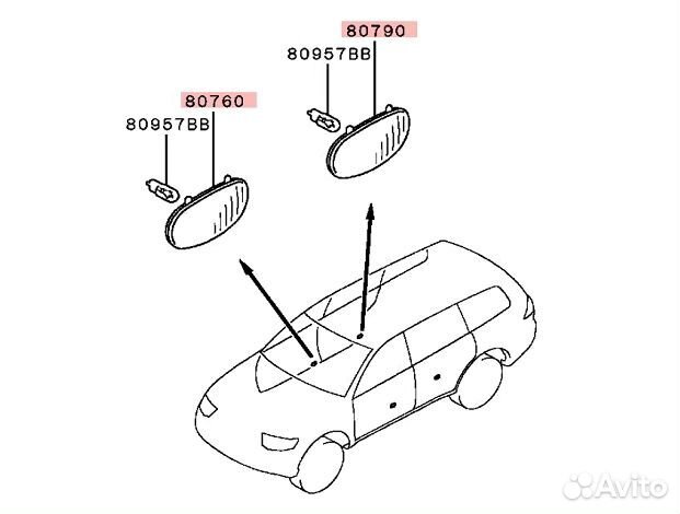 Плафон подсветки двери Mitsubishi Pajero Sport 4шт