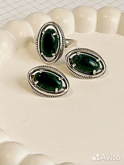 Комплект с мох агатом