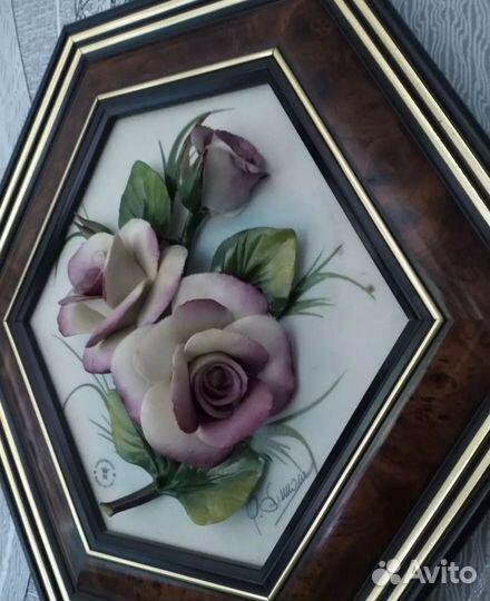 Панно Capodimonte фарфор дерево Италия